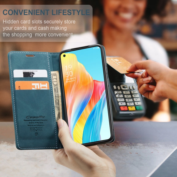 For OPPO A78 4G CaseMe 013 Multifunctional Horizontal Flip Leather Phone Case(Blue)