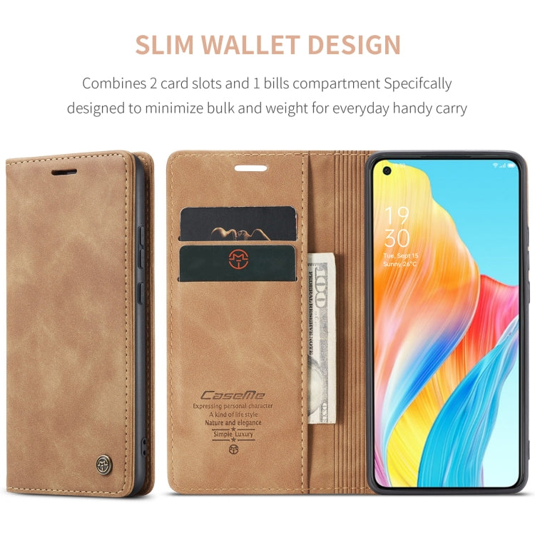 For OPPO A78 4G CaseMe 013 Multifunctional Horizontal Flip Leather Phone Case(Brown)