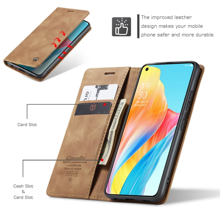For OPPO A78 4G CaseMe 013 Multifunctional Horizontal Flip Leather Phone Case(Brown)