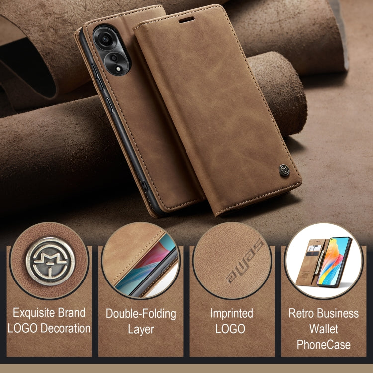 For OPPO A78 4G CaseMe 013 Multifunctional Horizontal Flip Leather Phone Case(Brown)