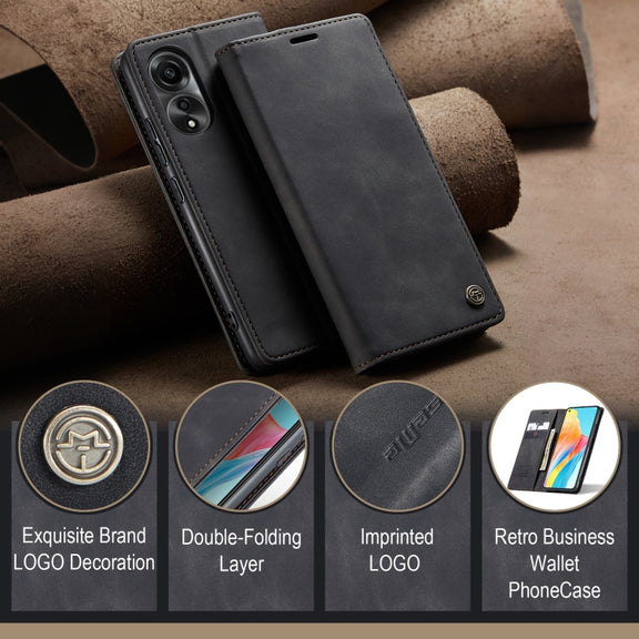 For OPPO A78 4G CaseMe 013 Multifunctional Horizontal Flip Leather Phone Case(Black)