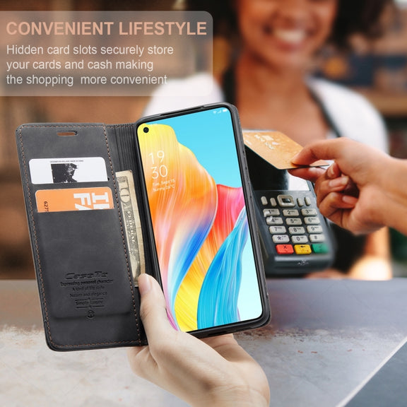 For OPPO A78 4G CaseMe 013 Multifunctional Horizontal Flip Leather Phone Case(Black)