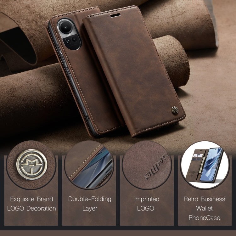 For OPPO Reno10 5G Global／Reno10 Pro Global CaseMe 013 Multifunctional Horizontal Flip Leather Phone Case(Coffee)