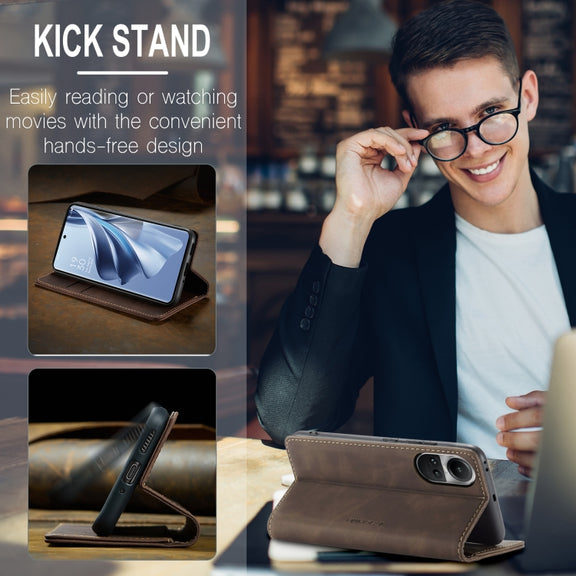 For OPPO Reno10 5G Global／Reno10 Pro Global CaseMe 013 Multifunctional Horizontal Flip Leather Phone Case(Coffee)
