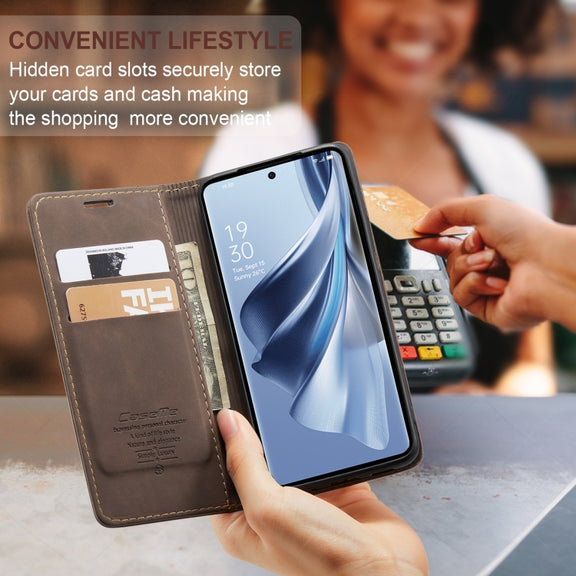 For OPPO Reno10 5G Global／Reno10 Pro Global CaseMe 013 Multifunctional Horizontal Flip Leather Phone Case(Coffee)