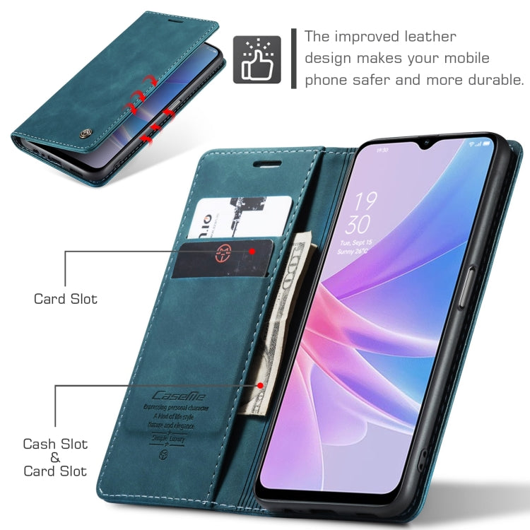For OPPO A58 5G / A58X 5G CaseMe 013 Multifunctional Horizontal Flip Leather Phone Case(Blue)