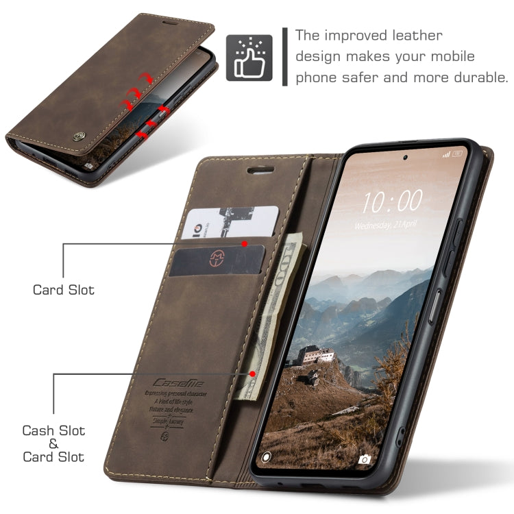 For Xiaomi Redmi 12 4G / 12 5G／Note 12R CaseMe 013 Multifunctional Horizontal Flip Leather Phone Case(Coffee)