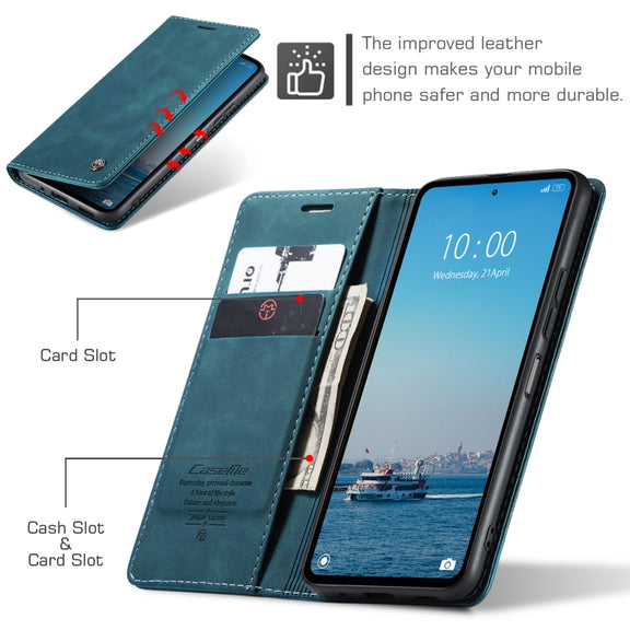 For Xiaomi Redmi 12 4G / 12 5G／Note 12R CaseMe 013 Multifunctional Horizontal Flip Leather Phone Case(Blue)