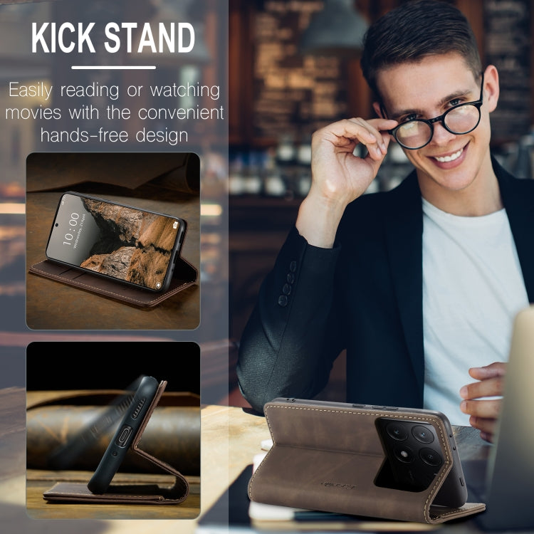For Xiaomi Redmi K70E 5G CaseMe 013 Multifunctional Horizontal Flip Leather Phone Case(Coffee)