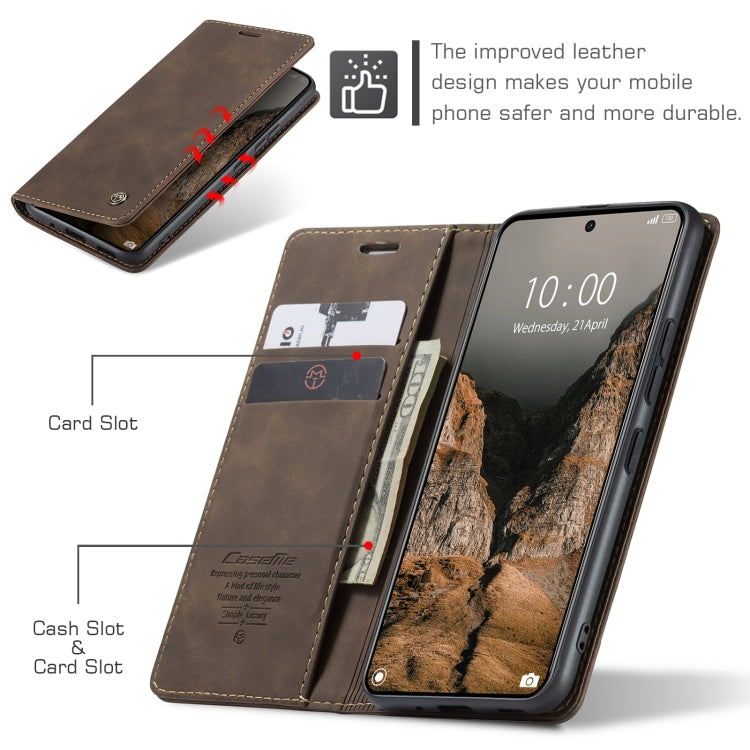 For Xiaomi Redmi K70E 5G CaseMe 013 Multifunctional Horizontal Flip Leather Phone Case(Coffee)