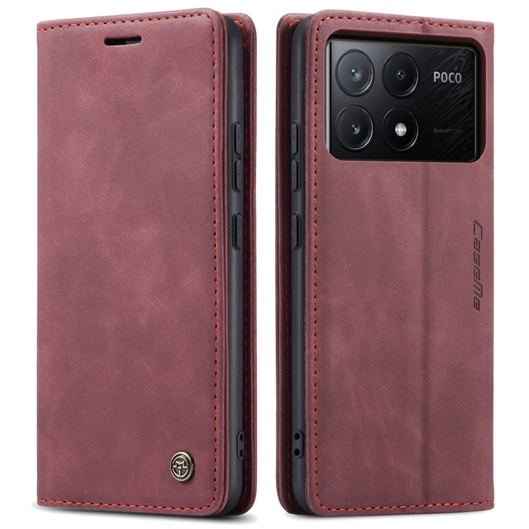 For Xiaomi Redmi K70E 5G CaseMe 013 Multifunctional Horizontal Flip Leather Phone Case(Wine Red)