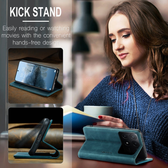 For Xiaomi Redmi K70E 5G CaseMe 013 Multifunctional Horizontal Flip Leather Phone Case(Blue)