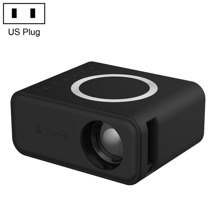 T300S 320x240 24ANSI Lumens Mini LCD Projector Supports Wired & Wireless Same Screen, Specification:US Plug(Black)