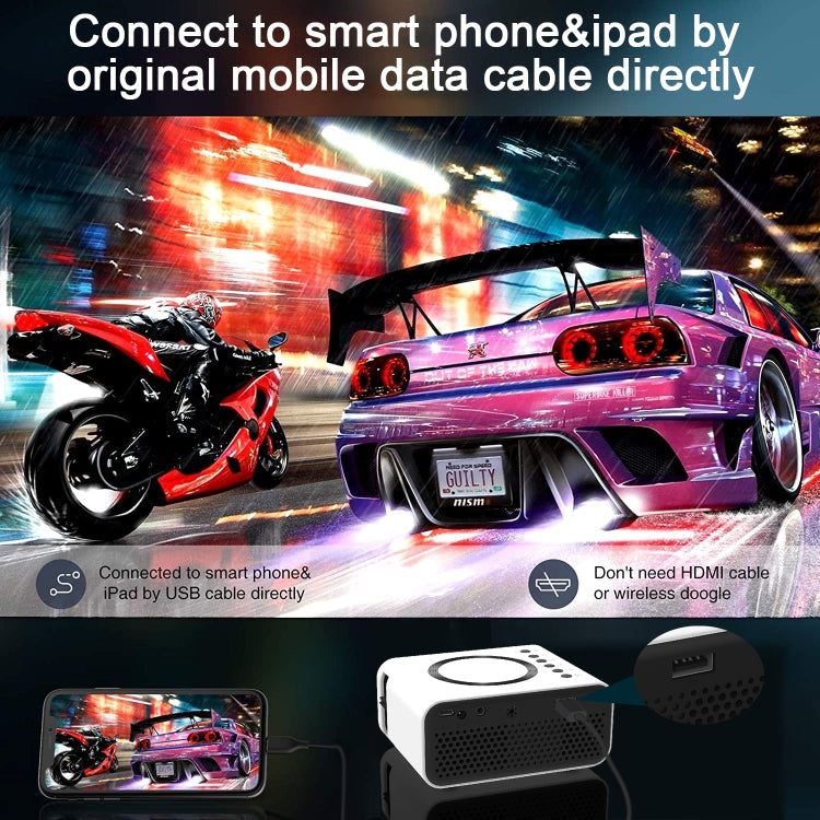 T300S 320x240 24ANSI Lumens Mini LCD Projector Supports Wired & Wireless Same Screen, Specification:AU Plug(White)