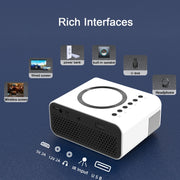 T300S 320x240 24ANSI Lumens Mini LCD Projector Supports Wired & Wireless Same Screen, Specification:UK Plug(White)