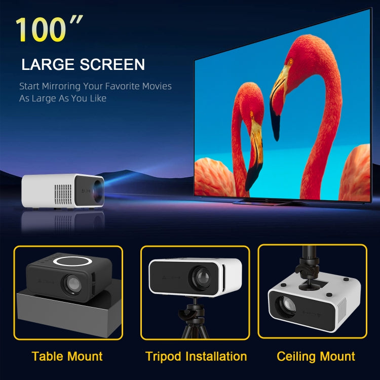 T300S 320x240 24ANSI Lumens Mini LCD Projector Supports Wired & Wireless Same Screen, Specification:UK Plug(White)