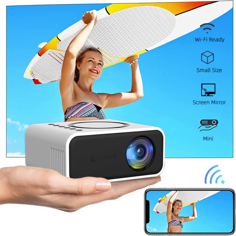 T300S 320x240 24ANSI Lumens Mini LCD Projector Supports Wired & Wireless Same Screen, Specification:UK Plug(White)