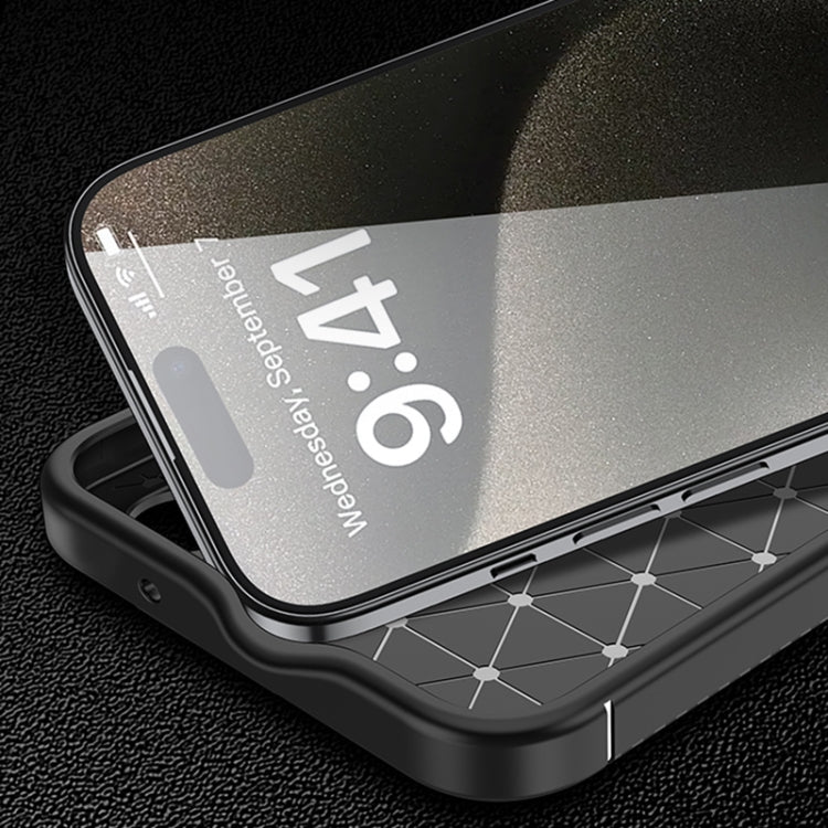 For iPhone 16 Pro Max Carbon Fiber Texture Shockproof TPU Phone Case(Black)