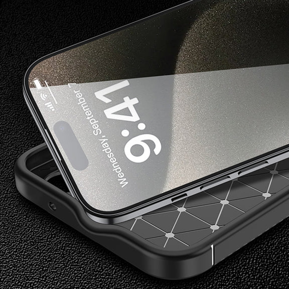 For iPhone 16 Pro Max Carbon Fiber Texture Shockproof TPU Phone Case(Black)
