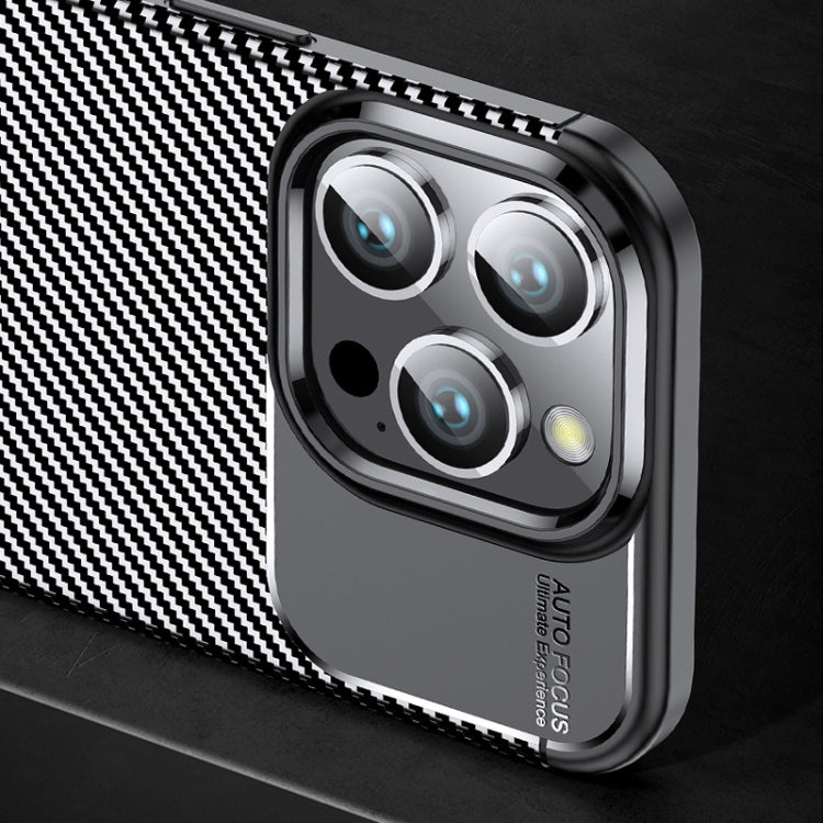 For iPhone 16 Pro Max Carbon Fiber Texture Shockproof TPU Phone Case(Black)
