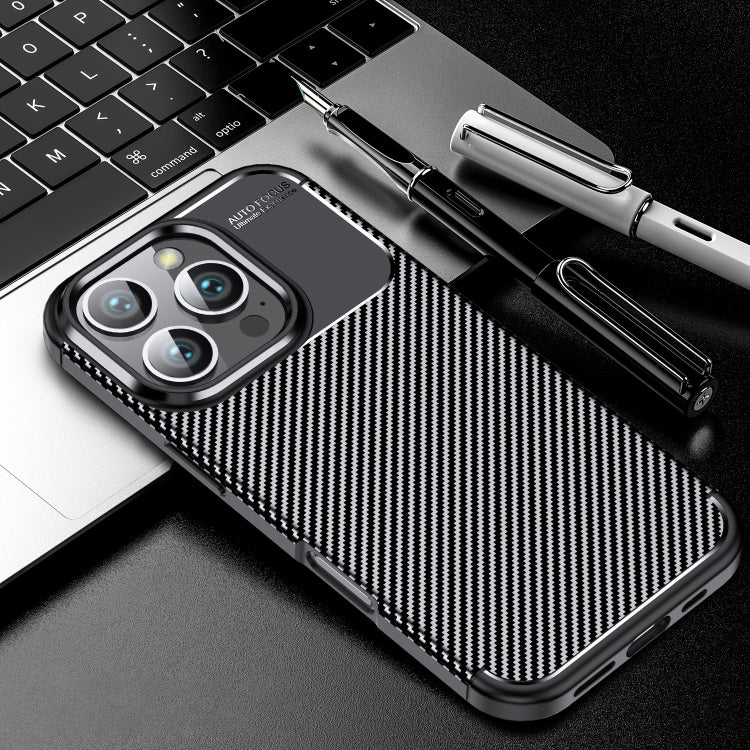 For iPhone 16 Pro Carbon Fiber Texture Shockproof TPU Phone Case(Black)