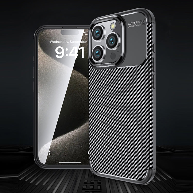 For iPhone 16 Pro Carbon Fiber Texture Shockproof TPU Phone Case(Black)