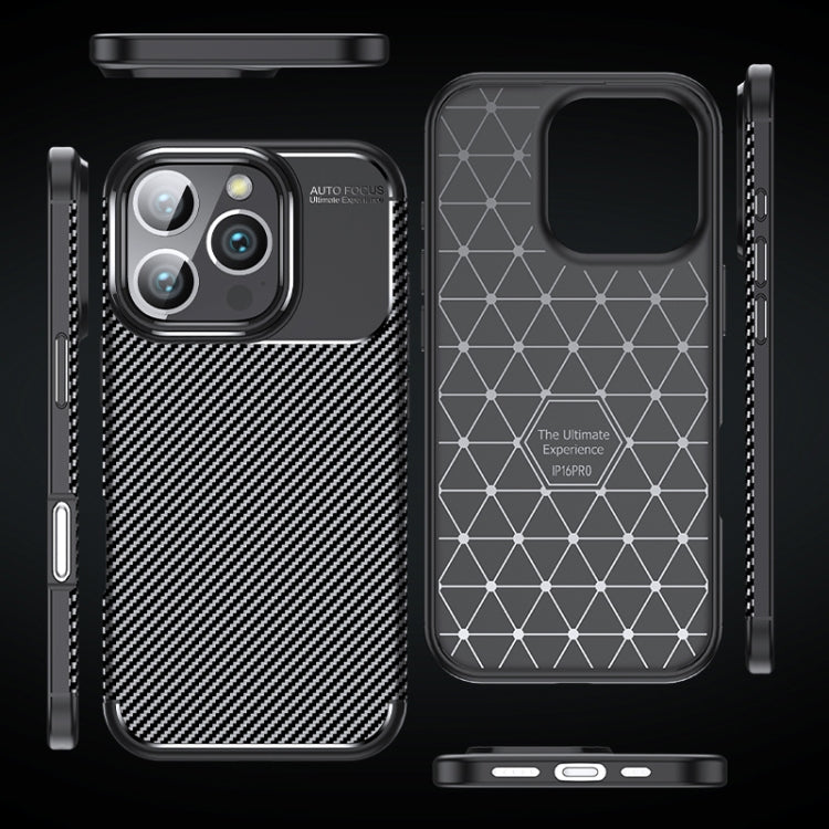 For iPhone 16 Pro Carbon Fiber Texture Shockproof TPU Phone Case(Black)