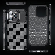 For iPhone 16 Pro Carbon Fiber Texture Shockproof TPU Phone Case(Black)