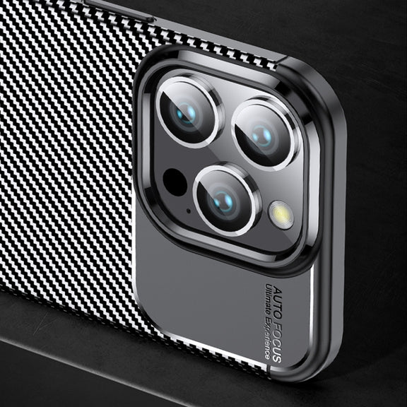 For iPhone 16 Pro Carbon Fiber Texture Shockproof TPU Phone Case(Black)