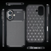 For iPhone 16 Plus Carbon Fiber Texture Shockproof TPU Phone Case(Black)