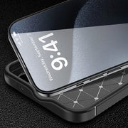For iPhone 16 Plus Carbon Fiber Texture Shockproof TPU Phone Case(Black)