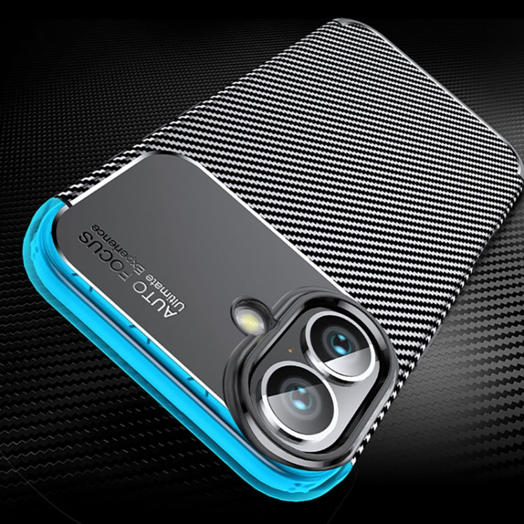 For iPhone 16 Plus Carbon Fiber Texture Shockproof TPU Phone Case(Black)