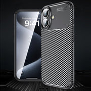 For iPhone 16 Carbon Fiber Texture Shockproof TPU Phone Case(Black)