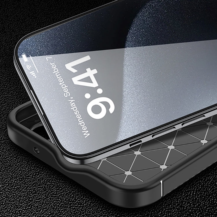 For iPhone 16 Carbon Fiber Texture Shockproof TPU Phone Case(Black)