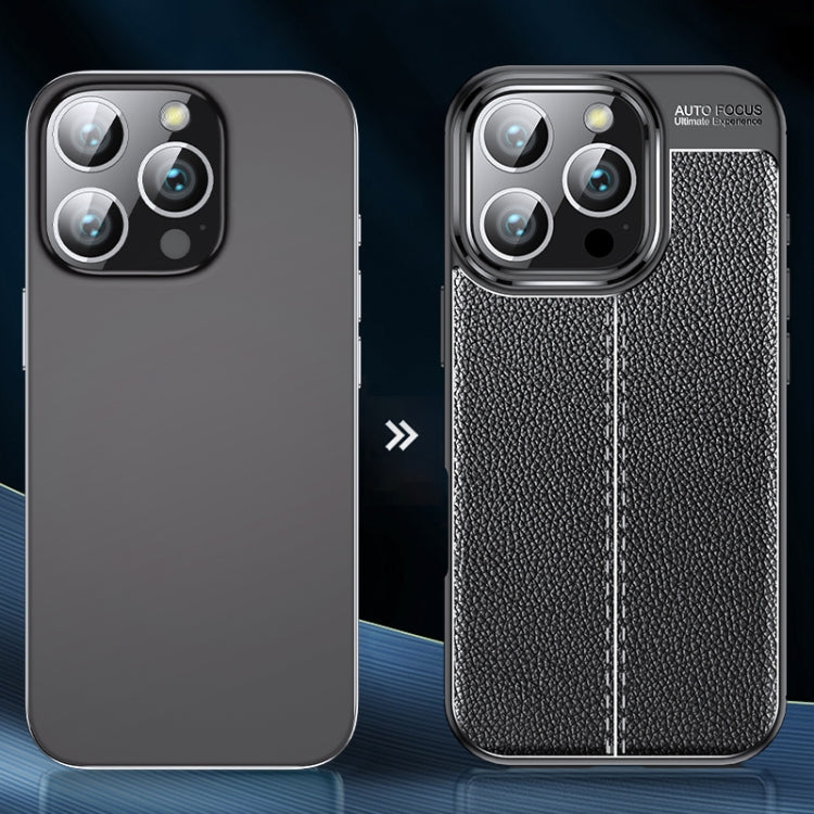 For iPhone 16 Pro Max Litchi Texture Shockproof TPU Phone Case(Black)