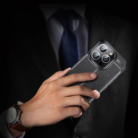 For iPhone 16 Pro Max Litchi Texture Shockproof TPU Phone Case(Black)