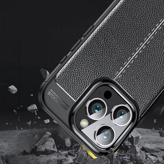 For iPhone 16 Pro Litchi Texture Shockproof TPU Phone Case(Black)