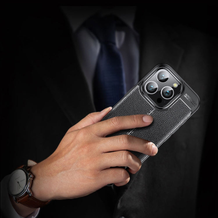For iPhone 16 Pro Litchi Texture Shockproof TPU Phone Case(Black)