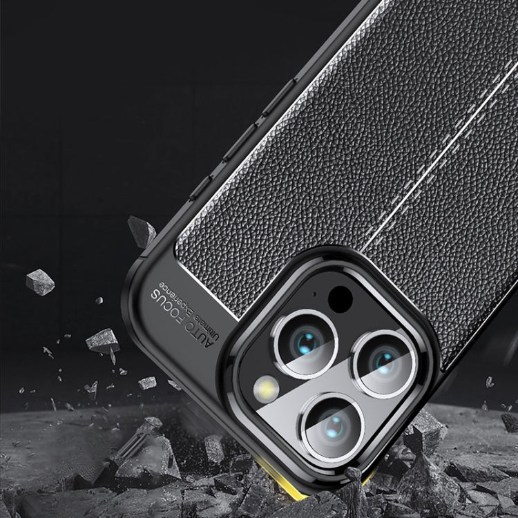 For iPhone 16 Pro Litchi Texture Shockproof TPU Phone Case(Blue)