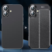 For iPhone 16 Plus Litchi Texture Shockproof TPU Phone Case(Black)