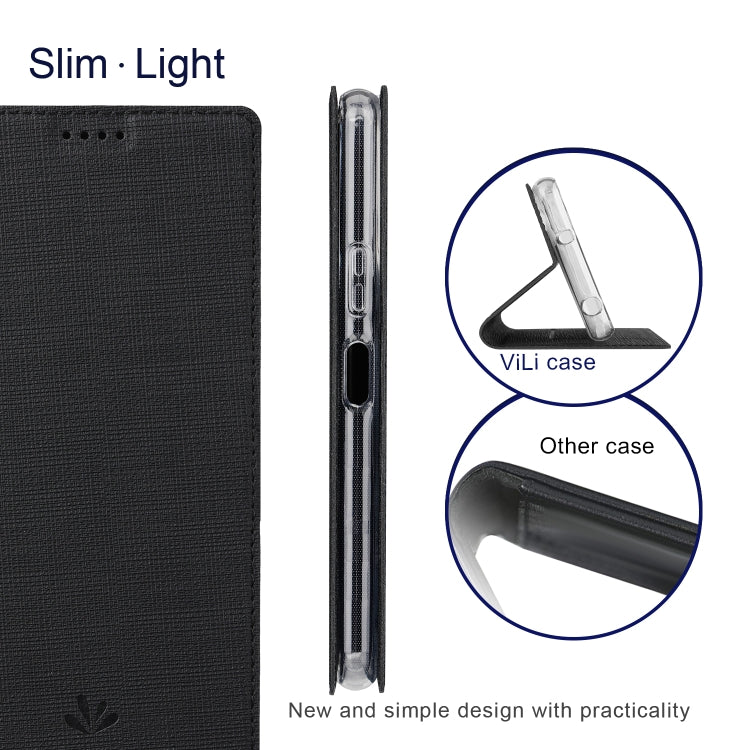 For Sharp Aquos Wish 3 ViLi DMX Series Shockproof TPU + PU Leather Magnetic Attraction Horizontal Flip Case(Black)