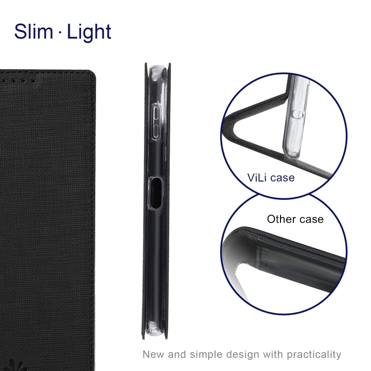 For Sharp Aquos Sense8 ViLi DMX Series Shockproof TPU + PU Leather Magnetic Attraction Horizontal Flip Case(Black)