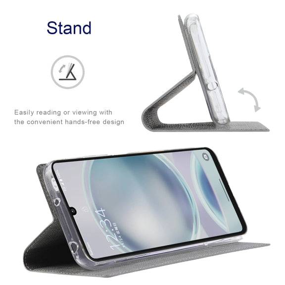 For Sharp Aquos Sense8 ViLi DMX Series Shockproof TPU + PU Leather Magnetic Attraction Horizontal Flip Case(Grey)
