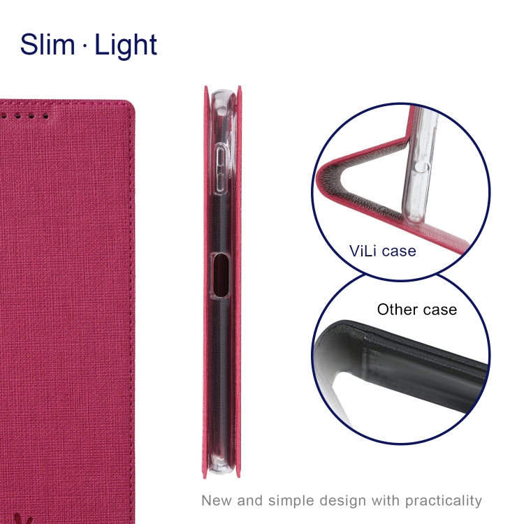 For Sharp Aquos Sense8 ViLi DMX Series Shockproof TPU + PU Leather Magnetic Attraction Horizontal Flip Case(Rose Red)