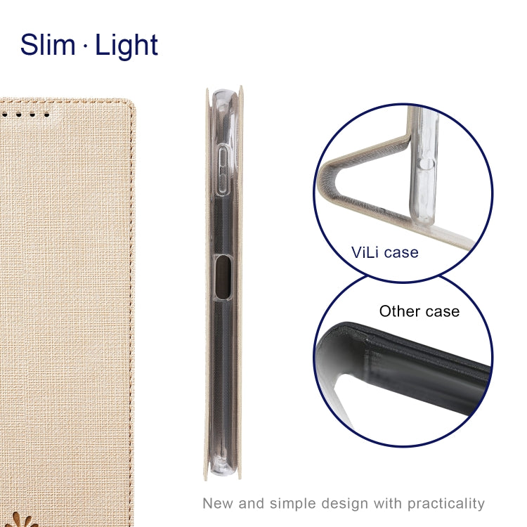 For Sharp Aquos Sense8 ViLi DMX Series Shockproof TPU + PU Leather Magnetic Attraction Horizontal Flip Case(Gold)