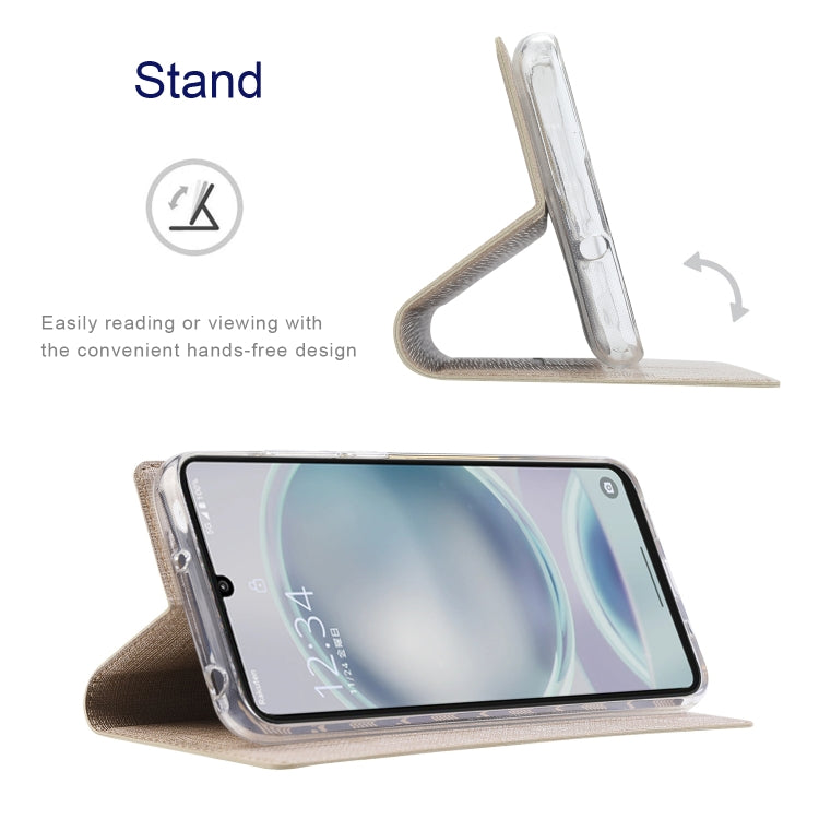 For Sharp Aquos Sense8 ViLi DMX Series Shockproof TPU + PU Leather Magnetic Attraction Horizontal Flip Case(Gold)