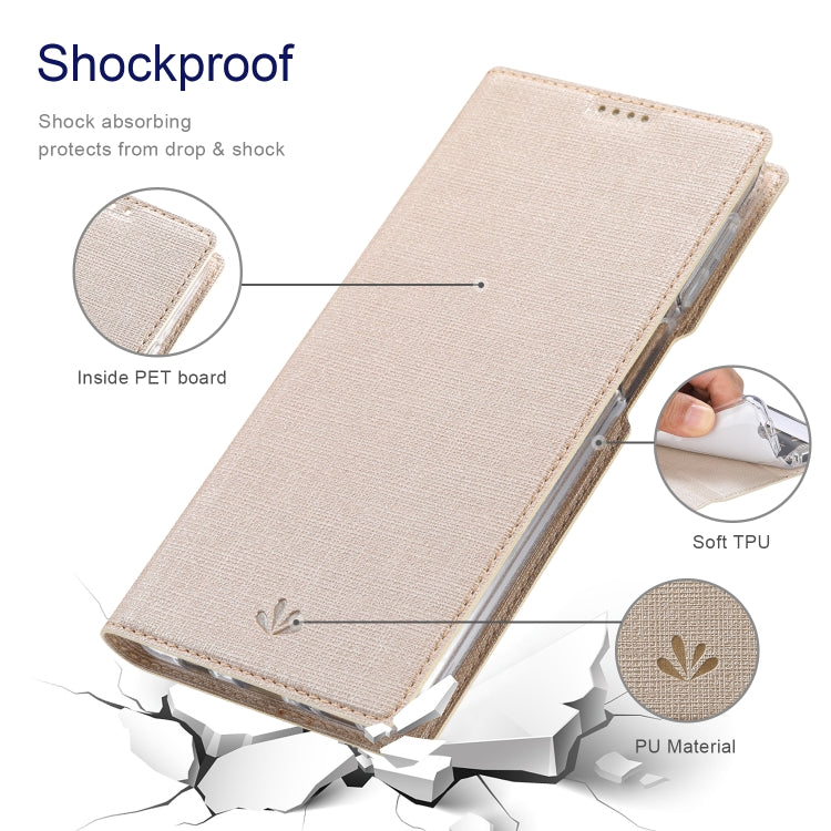 For Sharp Aquos Sense8 ViLi DMX Series Shockproof TPU + PU Leather Magnetic Attraction Horizontal Flip Case(Gold)