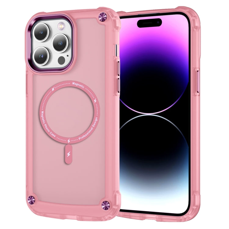 For iPhone 16 Pro Max Skin Feel TPU + PC MagSafe Magnetic Phone Case(Transparent Pink)