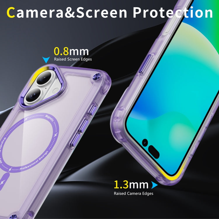 For iPhone 16 Plus Skin Feel TPU + PC MagSafe Magnetic Phone Case(Transparent Purple)