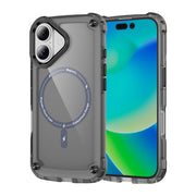 For iPhone 16 Skin Feel TPU + PC MagSafe Magnetic Phone Case(Transparent Black)